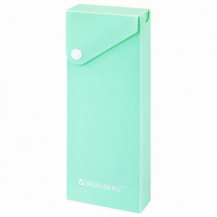 Пенал пластиковый BRAUBERG, 1 отделение, на кнопке, 20x7 см, ассорти, "Pastel", 273770