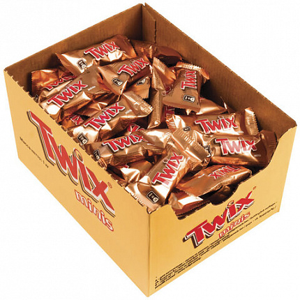Батончики мини TWIX "Minis" печенье с карамелью в молочном шоколаде, 1 кг, 57237