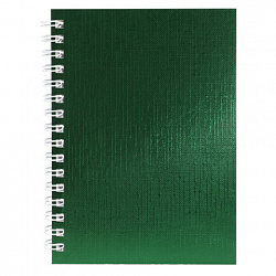 Блокнот МАЛЫЙ ФОРМАТ А6, 80 л., гребень, бумвинил "METALLIC", клетка, HATBER, зеленый, 086313, 80ЗК6бвВ1гр