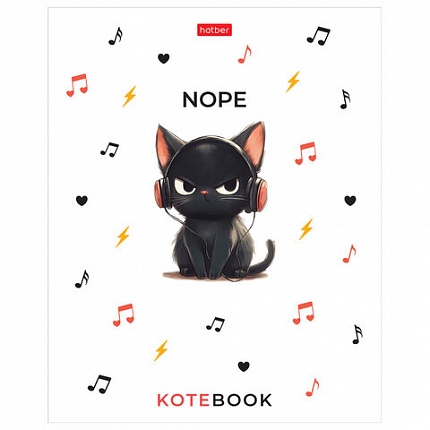 Тетрадь обложка пластик, А5, 48 л., скоба, линия, HATBER, "Котэ" (микс в спайке), 091627, 48Т5В2пл