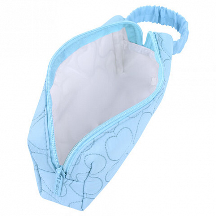 Пенал-косметичка HEIKKI (ХЕЙКИ) с ручкой, 1 отделение, стеганый полиэстер, 21х8х5 см, голубой, 273607