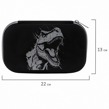 Пенал BRAUBERG SHINY, 1 отделение, 1 откидная планка, EVA, 22х13х4 см, "Scary dino", 273517