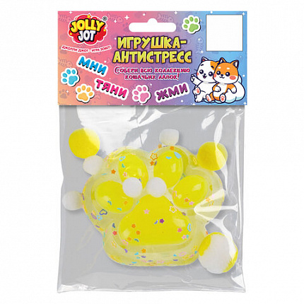Игрушка-антистресс "КОШАЧЬЯ ЛАПКА С ПОМПОНАМИ", 7х6 см, ассорти 4 цвета, дисплей, JOLLY JOT (ДЖОЛЛИ ДЖОТ), 665774