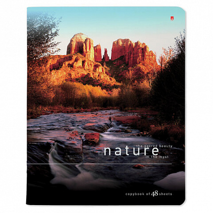 Тетрадь А5 48 л. АЛЬТ скоба, клетка, глянцевый лак, "Природа" (5 видов), 7-48-028