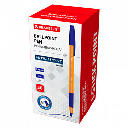 Ручка шариковая с грипом BRAUBERG "i-STICK POINT ORANGE", СИНЯЯ, пишущий узел 0,7 мм, линия письма 0,35 мм, 144386