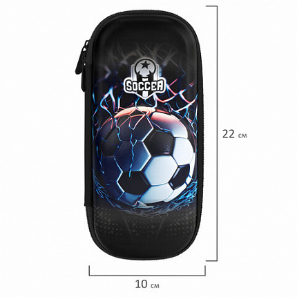 Пенал ЮНЛАНДИЯ, 1 отделение, 1 откидная планка, карман, EVA покрытие soft-touch, 22х10х5 см, "Soccer Club", 273186