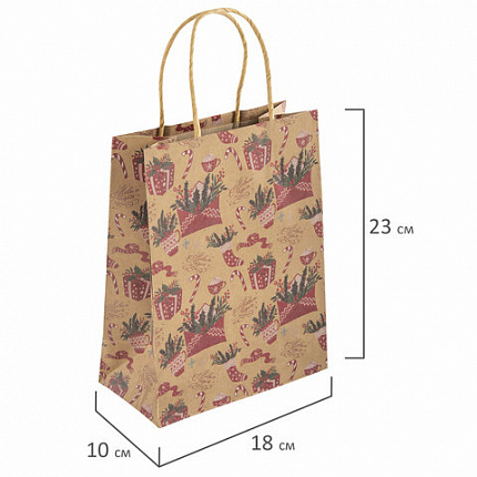 Пакет подарочный КОМПЛЕКТ 10 штук новогодний 18x10x23 см, "Письмо Деду Морозу", ЗОЛОТАЯ СКАЗКА, 592127