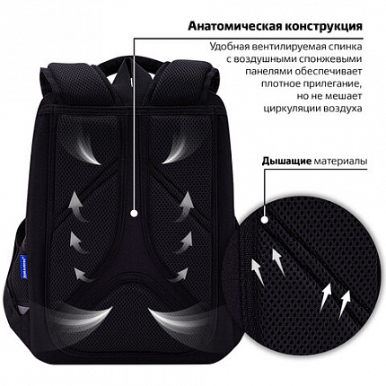 Ранец BRAUBERG LIGHT, 1 отделение, с брелком, "Серый волк", 36х26х13 см, 273111