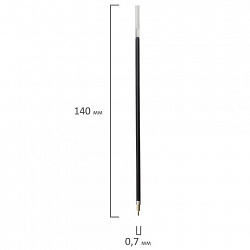 Стержень шариковый масляный BRAUBERG, 140 мм, ЧЕРНЫЙ, игольчатый узел 0,7 мм, линия письма 0,35 мм, 170288