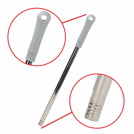Совок для мусора КОМПЛЕКТ щетка + 2 рукоятки по 77 см металлические разборные, бело-серый, колорбокс, LAIMA, 608947