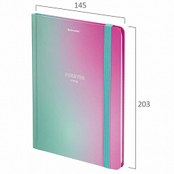 Блокнот с резинкой в клетку 96 л., А5, 145х203 мм, твердая обложка с фольгой, BRAUBERG, "Градиент", 113732