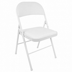 Стул складной BRABIX "Golf Plus CF-003 КОМФОРТ", белый каркас, кожзам белый, В КОРОБЕ, 533028