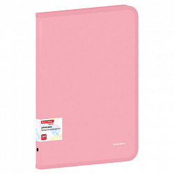 Папка объемная на молнии пластиковая BRAUBERG PASTEL, А4, 330х240 мм, 600 мкм, цвет персиковый, 271972