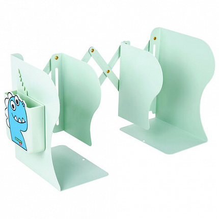 Подставка-держатель для книг и учебников BRAUBERG KIDS "Dino", с органайзером, раздвижная, металлическая, 238067