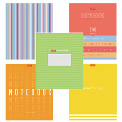 Тетрадь А5 48 л., HATBER скоба, клетка, обложка картон, "Ассорти - Выпуск №2" (микс в спайке), 087346, 48Т5В1