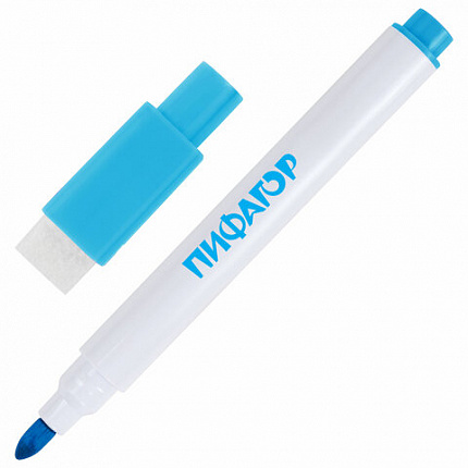 Маркеры стираемые 2 мм для белой доски и планера со стирателем НАБОР 8 ЦВЕТОВ, ПИФАГОР, 152566