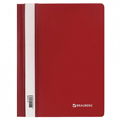 Скоросшиватель пластиковый МАЛОГО ФОРМАТА (160х228 мм), А5, BRAUBERG, 130/180 мкм, красный, 270460