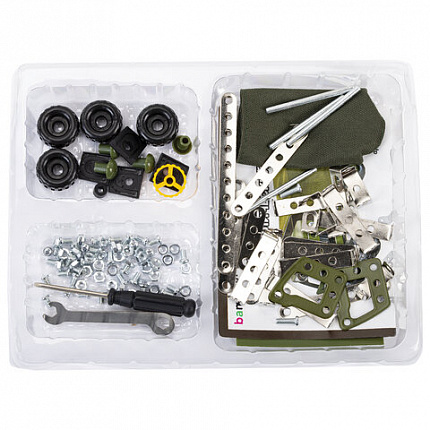 Конструктор металлический "Военный грузовик", с подвижными деталями, 116 элементов, BAMBOX (БАМБОКС), 666362