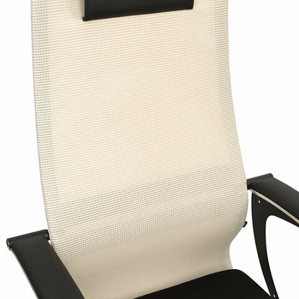 Кресло офисное BRABIX PREMIUM "Ultimate EX-801" хром, плотная двойная сетка Х2, черное/бежевое, 532919