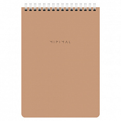 Блокнот А5 146х206 мм, 60 л., гребень, картон, жесткая подложка, клетка, BRAUBERG "Minimal Classic", 116426