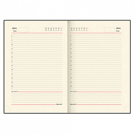 Ежедневник недатированный А5 138х213 мм BRAUBERG "FLAME", под кожу, 160 л., черный, серебряный срез, 113425