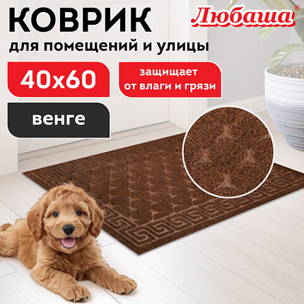 Коврик придверный 40х60 см, ВЕНГЕ, грязезащитный, 430 г/м2, фактурный рисунок ЧЕШУЙКИ, ЛЮБАША, 701059