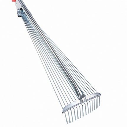 Грабли веерные проволочные раздвижные, 15 зубьев, ширина 15-58 см, черенок 115 см, ГРАНДМАСТЕР, 700348