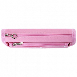 Пенал мягкий ЮНЛАНДИЯ, 2 отделения, полиэстер, "Heart", розовый, 21х6х9 см, 270258