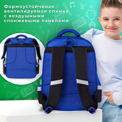 Рюкзак BRAUBERG KIDS FLOSSY, 2 отделения, 3 кармана, "Soccer Club", 3D-панель, 40х28х18 см, 273181
