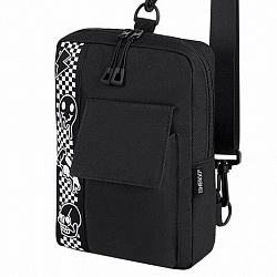 Сумка на плечо HEIKKI TORRENT (ХЕЙКИ) с карманом, "Chess emoji", черная, 25х18х3 см, 272638