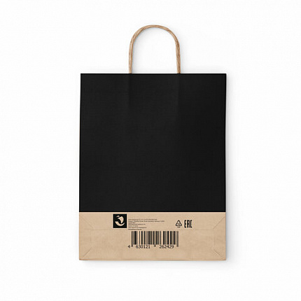 Крафт-пакет бумажный "Black" 26х15х35 см, с кручеными ручками, плотность 80 г/м2, моноцвет, 112429