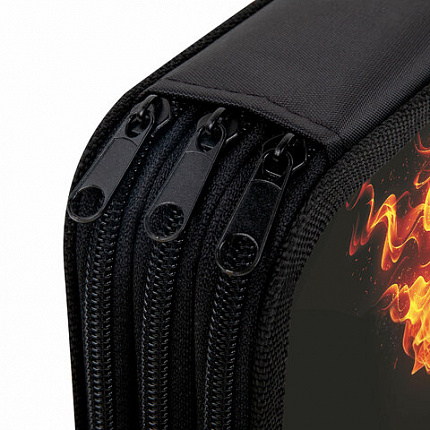 Пенал ЮНЛАНДИЯ, 3 отделения, картон с эффектом soft-touch, 19х11 см, "Fire ball", 273501