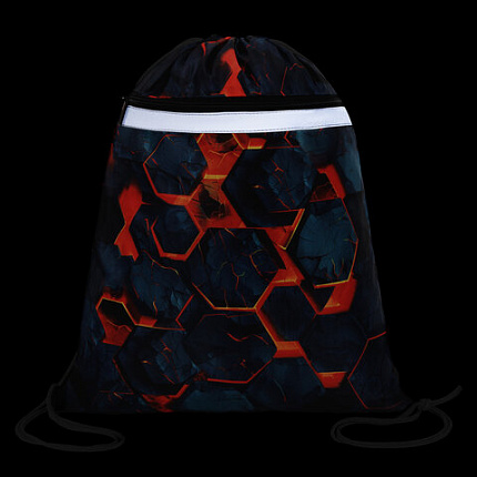 Мешок для обуви BRAUBERG, светоотражающая полоса, 2 отделения, 46х36 см, "Lava blocks", 274635