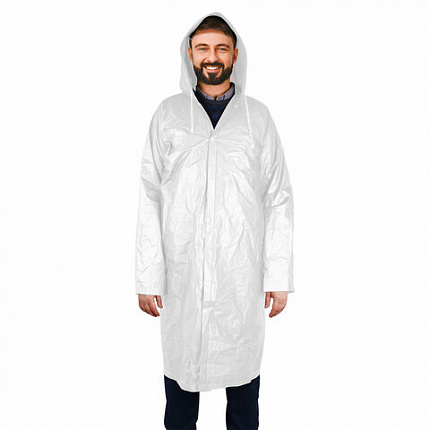 Дождевик-плащ на кнопках, EVA, многоразовый прочный, чехол в комплекте, универсальный размер, белый, SHAMAANI (ШАМААНИ), 610935