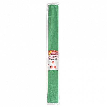 Бумага гофрированная/креповая, 110 г/м2, 50х250 см, зеленая, ОСТРОВ СОКРОВИЩ, 129151