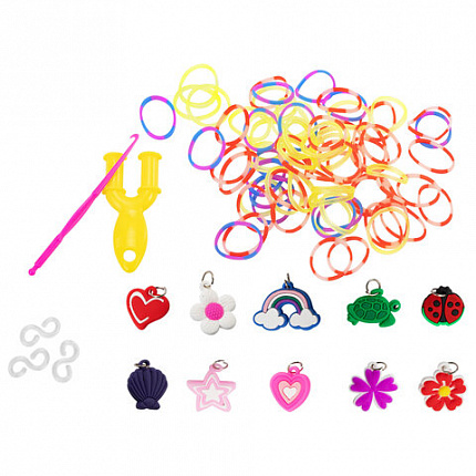 Набор резинок для плетения украшений 1 000 шт., 21 цвет, бокс, бусины, BAMBOX (БАМБОКС), 665978