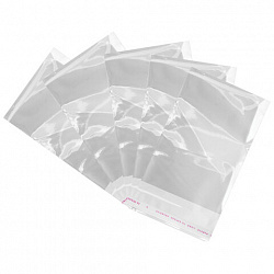 Пакеты БОПП с клеевым клапаном, КОМПЛЕКТ 100 штук, 6х8 + 3 см, 25 мкм, BRAUBERG, 700414