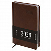 Ежедневник датированный 2026, А5, 138х213 мм, BRAUBERG "Impression", под кожу, коричневый, 117511