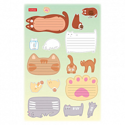 Наклейки бумажные для маркировки КОТОВАСИЯ, НАБОР 4 листа, 64 наклейки, HATBER, 4Н5н