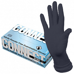Перчатки нитриловые смотровые CONNECT ULTRA BLACK, 50 пар (100 шт.), размер XL (очень большой), черные, CON-UB-INT-04