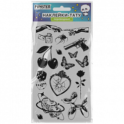 Наклейки-тату переводные "Разные", 20,5х10 см, ассорти 12 видов, FUNSTER (ФАНСТЕР), 666102