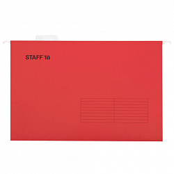 Подвесные папки A4/Foolscap (404х240 мм) до 80 л., КОМПЛЕКТ 10 шт., красные, картон, STAFF, 270936