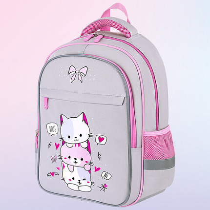 Рюкзак BRAUBERG FAVOUR, 2 отделения, 3 кармана, "Fluffy kittens", 40х29х15 см, 271417
