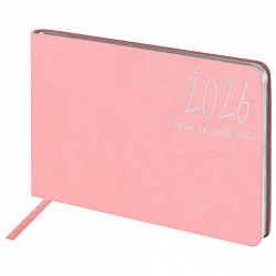 Еженедельник датированный 2026 МАЛЫЙ ФОРМАТ 105х160 мм, А6, BRAUBERG "Blaze", фольга, розовый, 117215