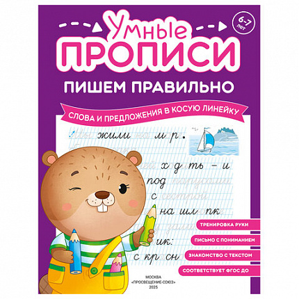 Прописи "Умные прописи ПИШЕМ ПРАВИЛЬНО", 6+, КОМПЛЕКТ 4 шт., 64 стр., 160x215 мм, ПРОСВЕЩЕНИЕ, 0417-01, 90-0417-01