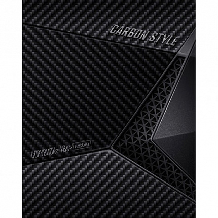 Тетрадь А5, 48 л., HATBER, скоба, клетка, выборочный лак, "CarbonStylee" (микс в спайке), 068127, 48Т5вмВ1