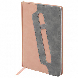 Блокнот А5 148x218 мм BRAUBERG "Assistant", под кожу, 80 листов, держатель, клетка, розовый, 118631