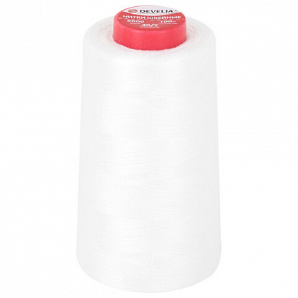 Нитки швейные 40/2 5000 ярд. (4572 м), Набор 4 белых, DEVELIA (Девелиа), 665427
