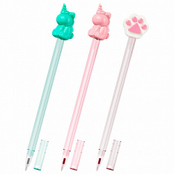 Ручка с топпером с блёстками шариковая масляная FUNSTER (ФАНСТЕР) "SHINY MIX", СИНЯЯ, корпус ассорти, узел 0,7 мм, линия 0,35 мм, 144371