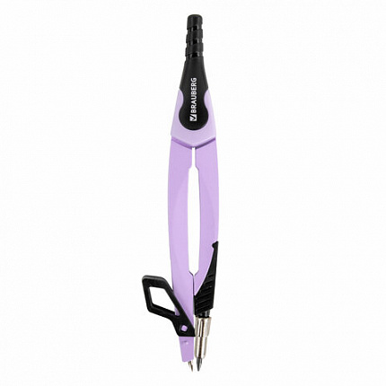 Готовальня BRAUBERG ULTRA, 4 предмета: циркуль 135 мм, запасной грифель, насадка, лавандовый цвет, 210823